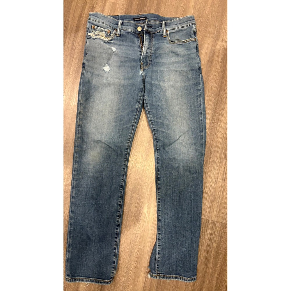 Lucky Brand 363 Vintage Straight Men 33x32 Blue Distressed Jeans Medium Wash